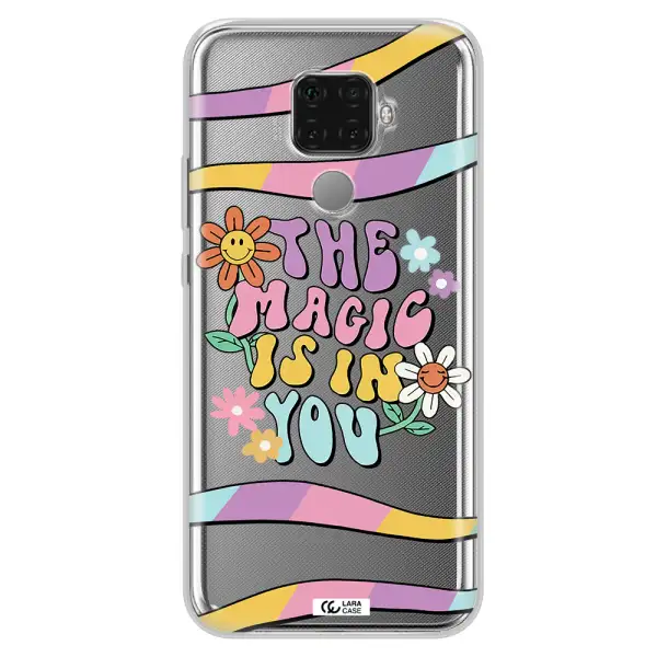 a cartoon text with flowers Huawei Mate 30 Lite Clear TPU Case