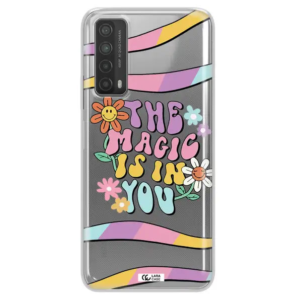 a cartoon text with flowers Huawei P Smart 2021 Clear TPU Case
