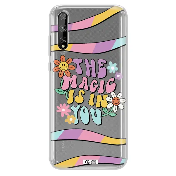 a cartoon text with flowers Huawei P Smart S Clear TPU Case