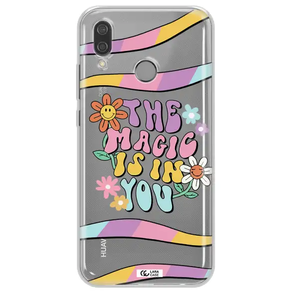 a cartoon text with flowers Huawei P20 Lite Clear TPU Case