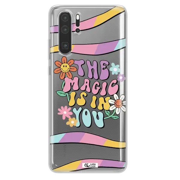 a cartoon text with flowers Huawei P30 Pro Clear TPU Case