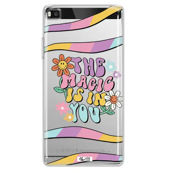a cartoon text with flowers Huawei P8 Clear TPU Case