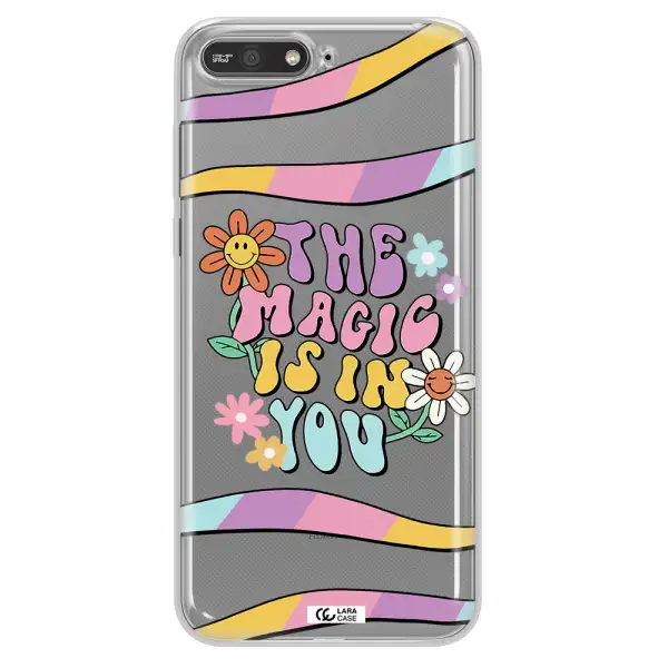 a cartoon text with flowers Huawei Y6 2018 Clear TPU Case