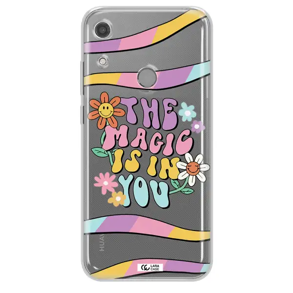 a cartoon text with flowers Huawei Y6S Clear TPU Case