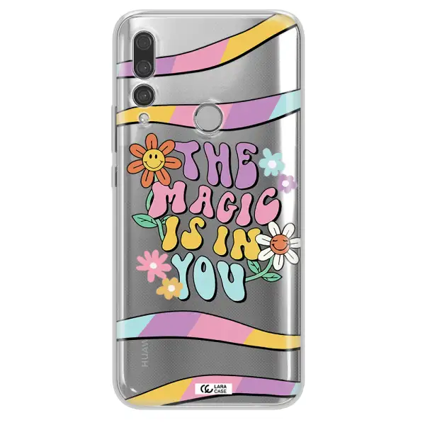 a cartoon text with flowers Huawei Y9 Prime 2019 Clear TPU Case