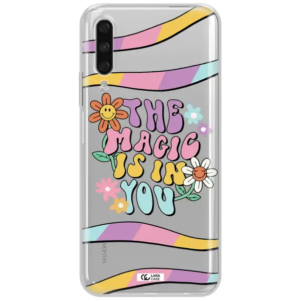 A Cartoon Text With Flowers Huawei Y9S Clear Tpu Case