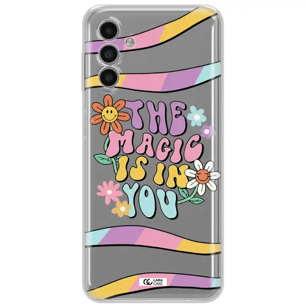A Cartoon Text With Flowers Samsung A13 5G Clear Tpu Case
