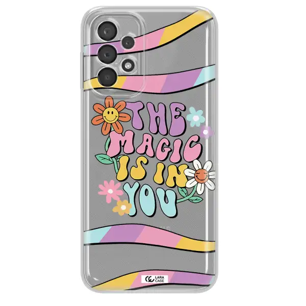 A Cartoon Text With Flowers Samsung A23 5G Clear Tpu Case
