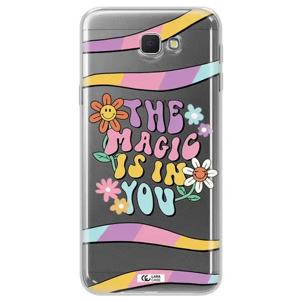 a cartoon text with flowers Samsung J5 Prime Clear TPU Case
