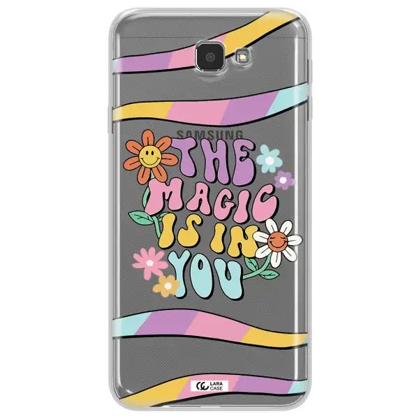 a cartoon text with flowers Samsung J7 Prim Clear TPU Case