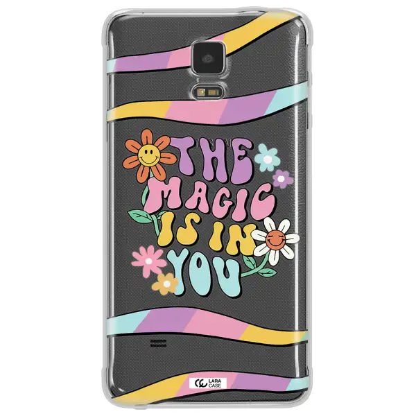 a cartoon text with flowers Samsung Note 4 Clear TPU Case