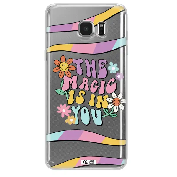 a cartoon text with flowers Samsung Note 5 Clear TPU Case
