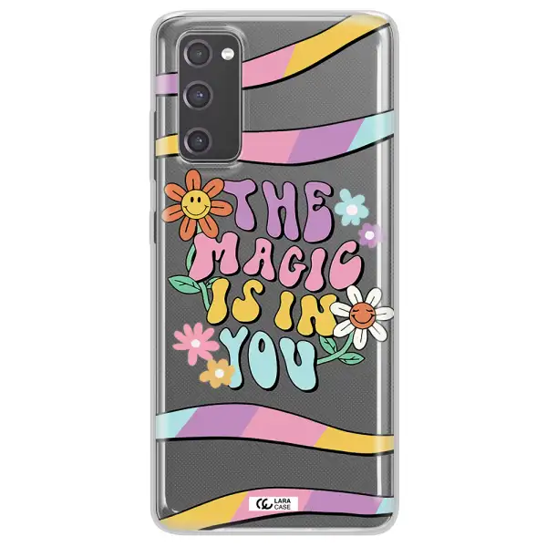 a cartoon text with flowers Samsung S20 Fe Clear TPU Case