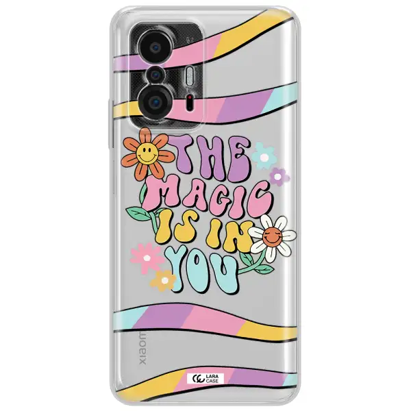 A Cartoon Text With Flowers Xiaomi 11T Clear Tpu Case