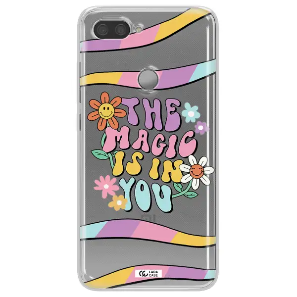 a cartoon text with flowers Xiaomi Mi 8 Lite Clear TPU Case