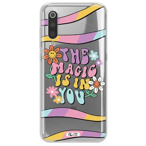 a cartoon text with flowers Xiaomi Mi 9 Clear TPU Case