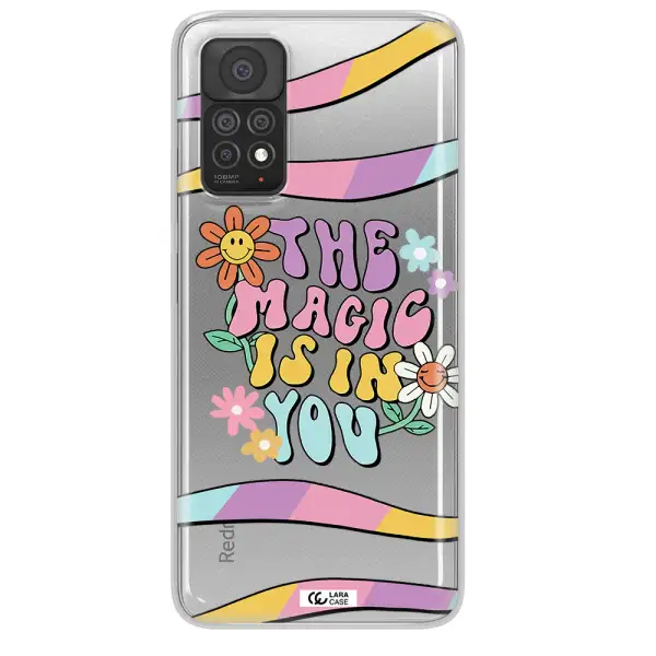 a cartoon text with flowers Xiaomi Note 11 Pro Clear TPU Case