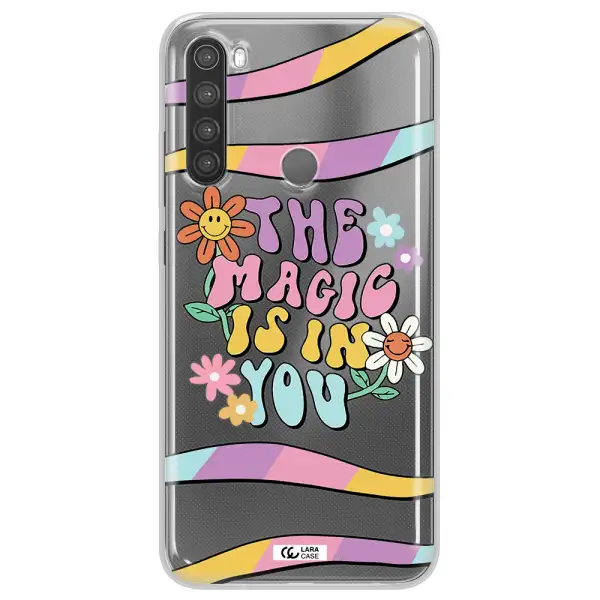 a cartoon text with flowers Xiaomi Note 8 Clear TPU Case