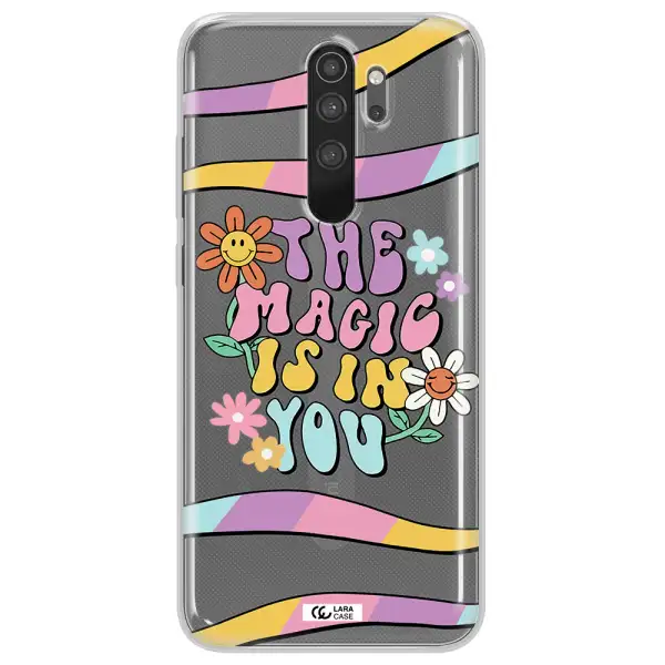 a cartoon text with flowers Xiaomi Note 8 Pro Clear TPU Case
