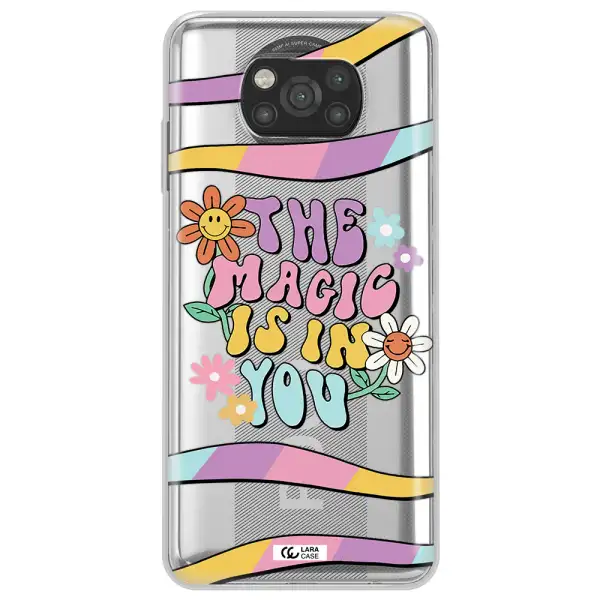 a cartoon text with flowers Xiaomi Poco X3 Clear TPU Case