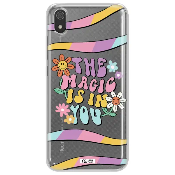 a cartoon text with flowers Xiaomi Redmi 7A Clear TPU Case