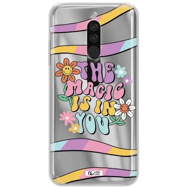 A Cartoon Text With Flowers Xiaomi Redmi 8 Clear Tpu Case