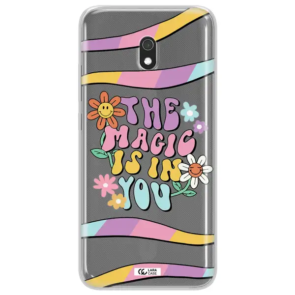 a cartoon text with flowers Xiaomi Redmi 8A Clear TPU Case