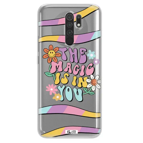 a cartoon text with flowers Xiaomi Redmi 9 Clear TPU Case