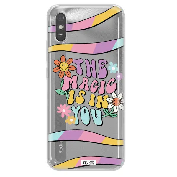 a cartoon text with flowers Xiaomi Redmi 9A Clear TPU Case