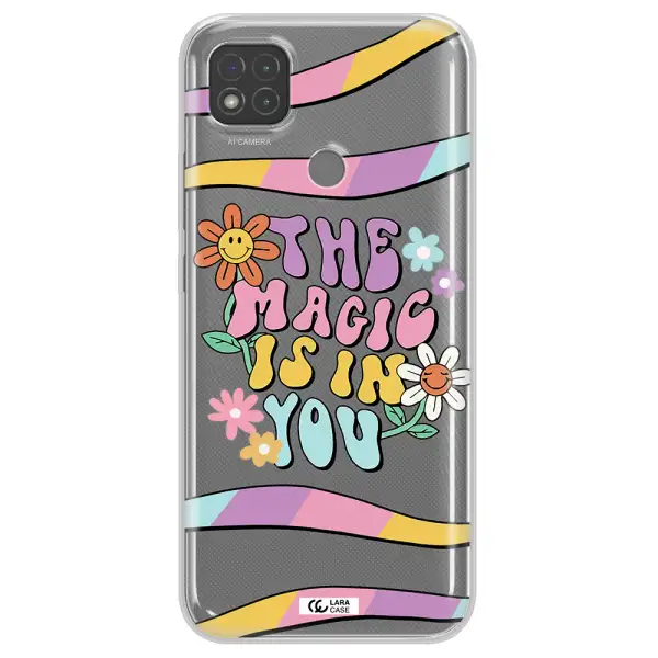 a cartoon text with flowers Xiaomi Redmi 9C Clear TPU Case