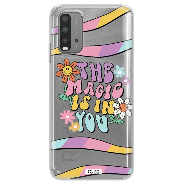 a cartoon text with flowers Xiaomi Redmi 9T Clear TPU Case
