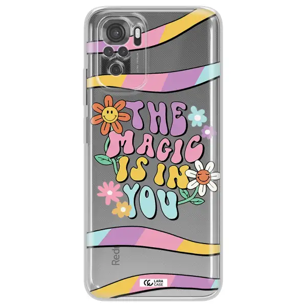 A Cartoon Text With Flowers Xiaomi Redmi Note 10S Clear Tpu Case