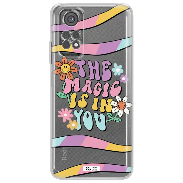 A Cartoon Text With Flowers Xiaomi Redmi Note 11S Clear Tpu Case