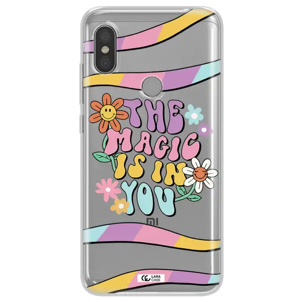a cartoon text with flowers Xiaomi Redmi Note 6 Pro Clear TPU Case