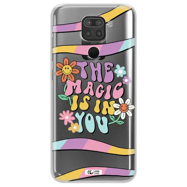 a cartoon text with flowers Xiaomi Redmi Note 9 Clear TPU Case