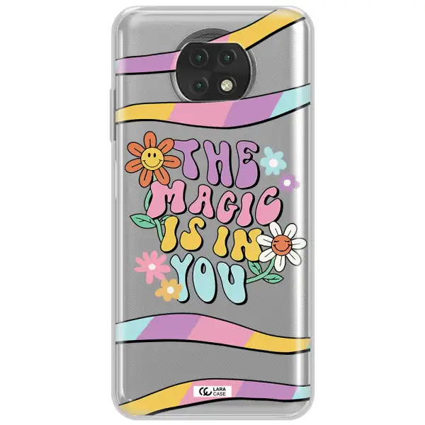 A Cartoon Text With Flowers Xiaomi Redmi Note 9T Clear Tpu Case
