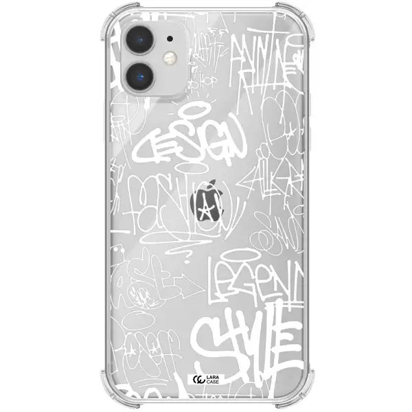 a white background with black and white clouds Apple iPhone 11 Clear PC Case