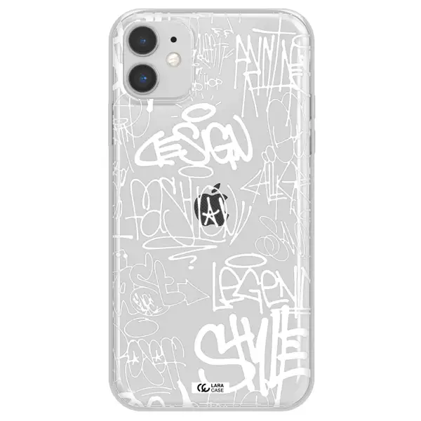 a white background with black and white clouds Apple iPhone 11 Clear TPU Case