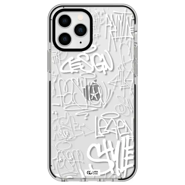 a white background with black and white clouds Apple iPhone 11 pro max impact black border Case