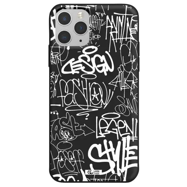 a white background with black and white clouds Apple iPhone 11 pro max Silicone black Case