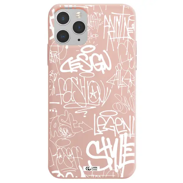 a white background with black and white clouds Apple iPhone 11 pro max Silicone pastel pink Case