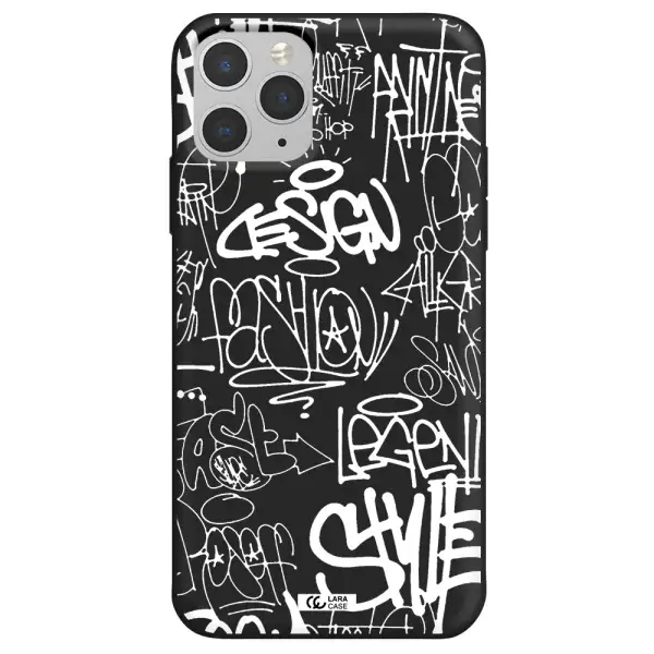 a white background with black and white clouds Apple iPhone 11 pro Silicone black Case