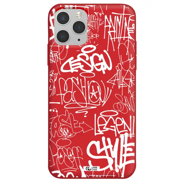 a white background with black and white clouds Apple iPhone 11 pro Silicone Imperial Red Case