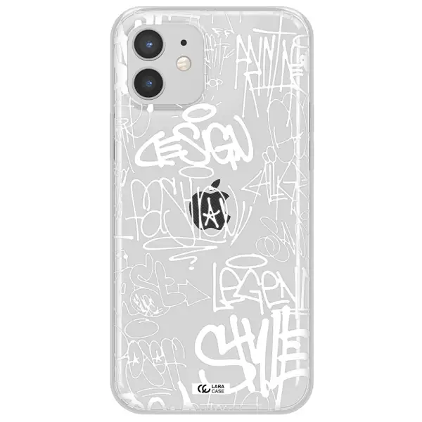 a white background with black and white clouds Apple iPhone 12 Clear TPU Case