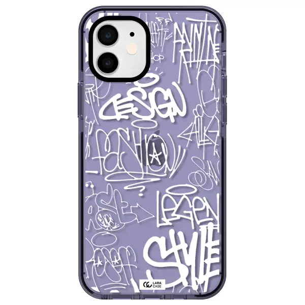 a white background with black and white clouds Apple iPhone 12 impact Lilac Case