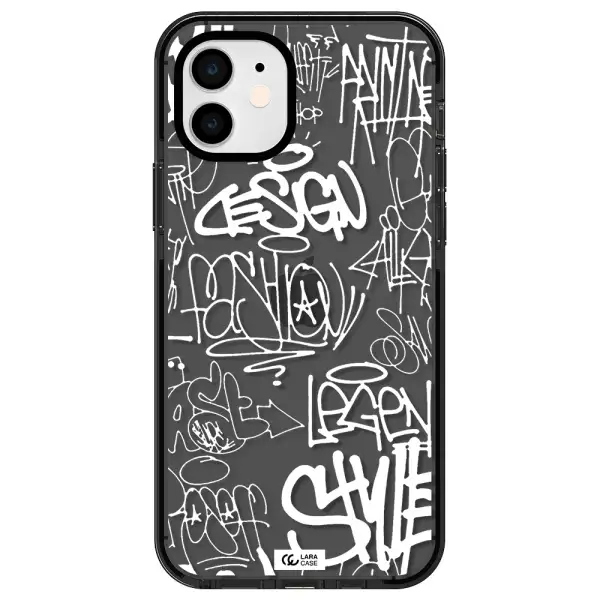 a white background with black and white clouds Apple iPhone 12 impact Smoke Black Case