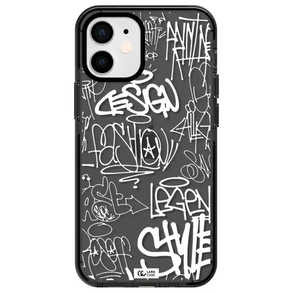 a white background with black and white clouds Apple iPhone 12 mini impact Smoke Black Case