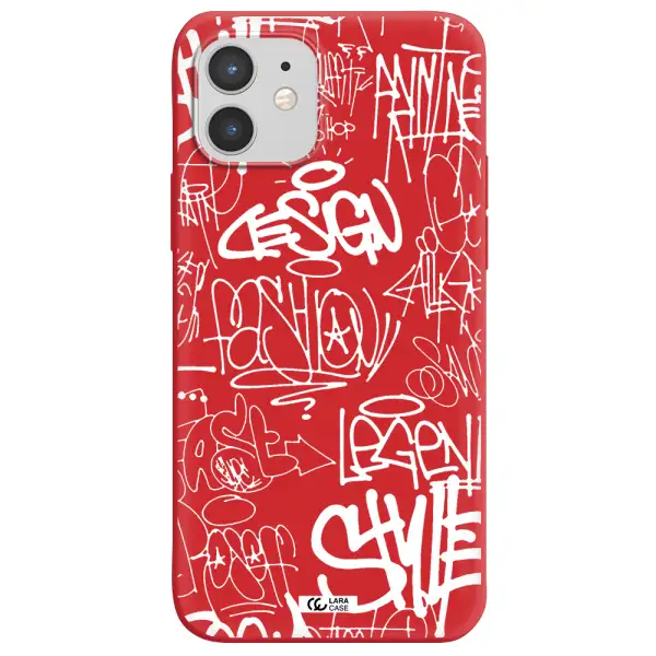 a white background with black and white clouds Apple iPhone 12 mini Silicone Imperial Red Case