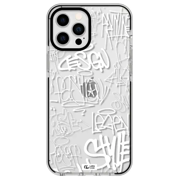 a white background with black and white clouds Apple iPhone 12 pro max impact black border Case