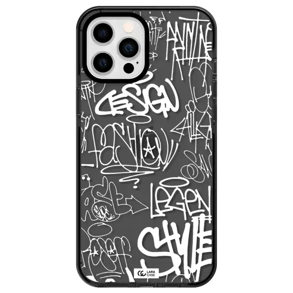 a white background with black and white clouds Apple iPhone 12 pro max impact Smoke Black Case